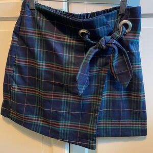 Wild Fable Blue Plaid Mini Skirt With Bow Size M